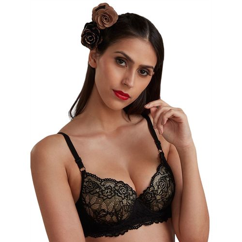 Buy Inner Sense Organic Cotton Padded Underwired Lace Bras ( Pack Of 3)- Black Online