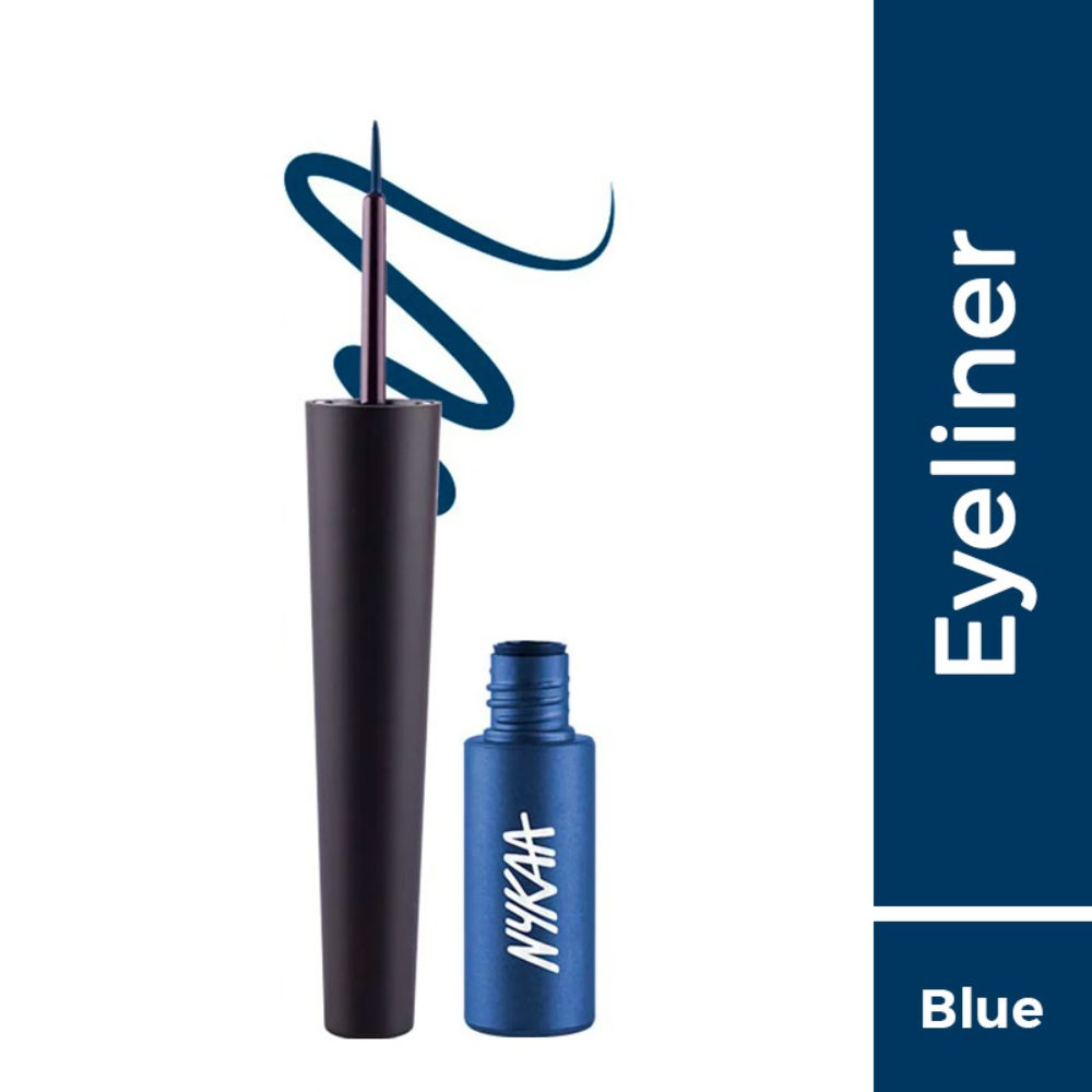 Nykaa GLAMOReyes Waterproof & Smudgeproof Coloured Liquid Eyeliner - Blue - Chaotic Calypso