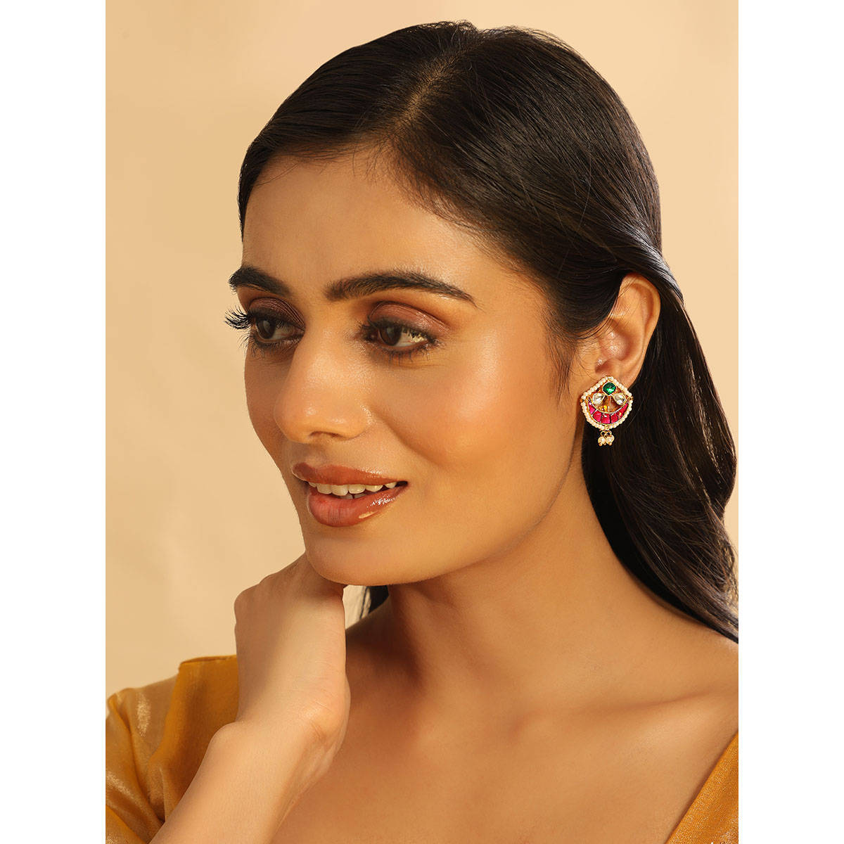 Nuyug Ethereal Kundan and Pearl Stud Earrings