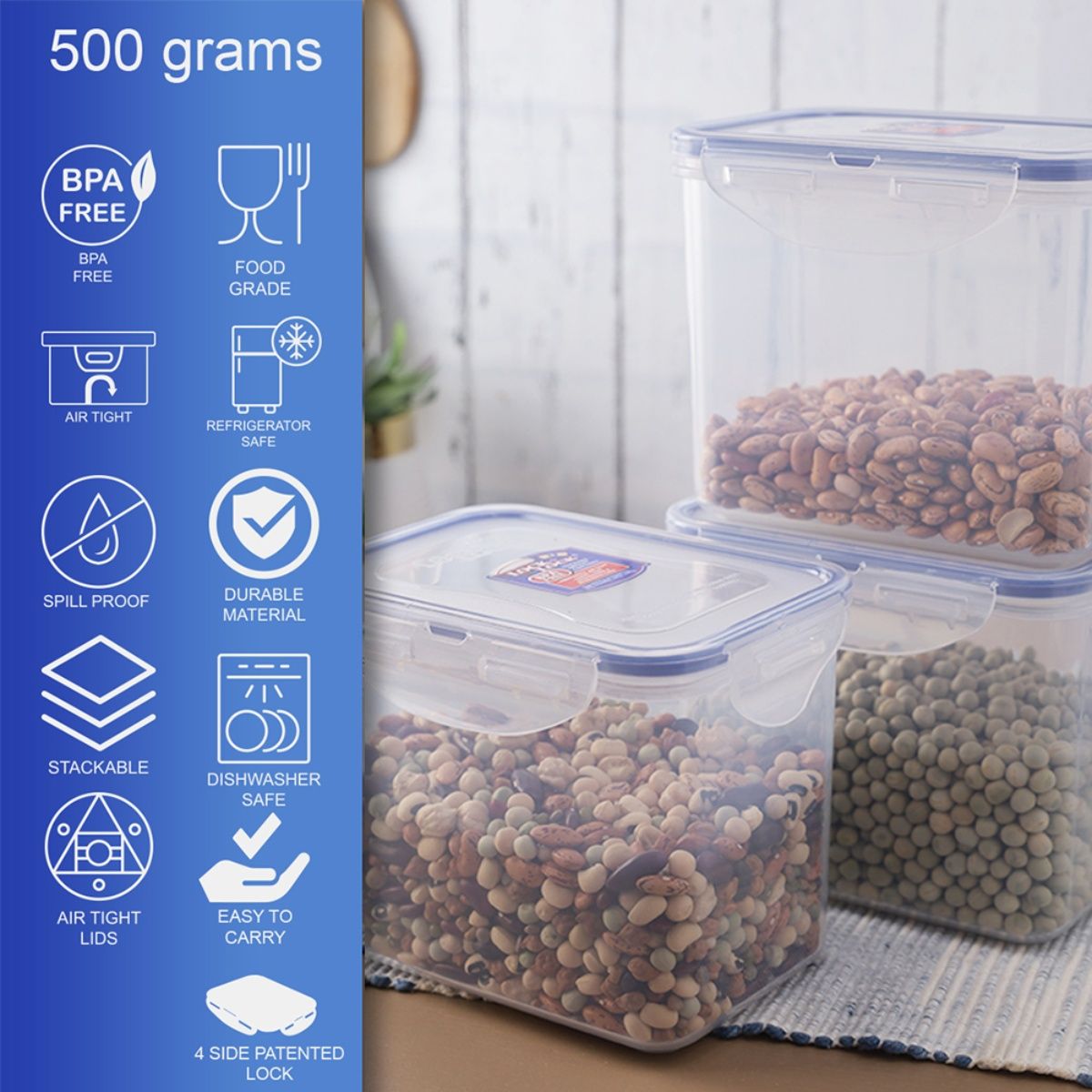 Lock & Lock Rectangular Plastic Airtight Food Storage Containers, 1