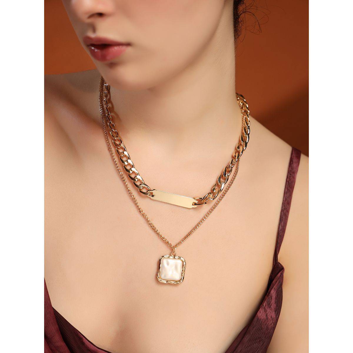 Kazo White Gold Plated Fusion Necklace