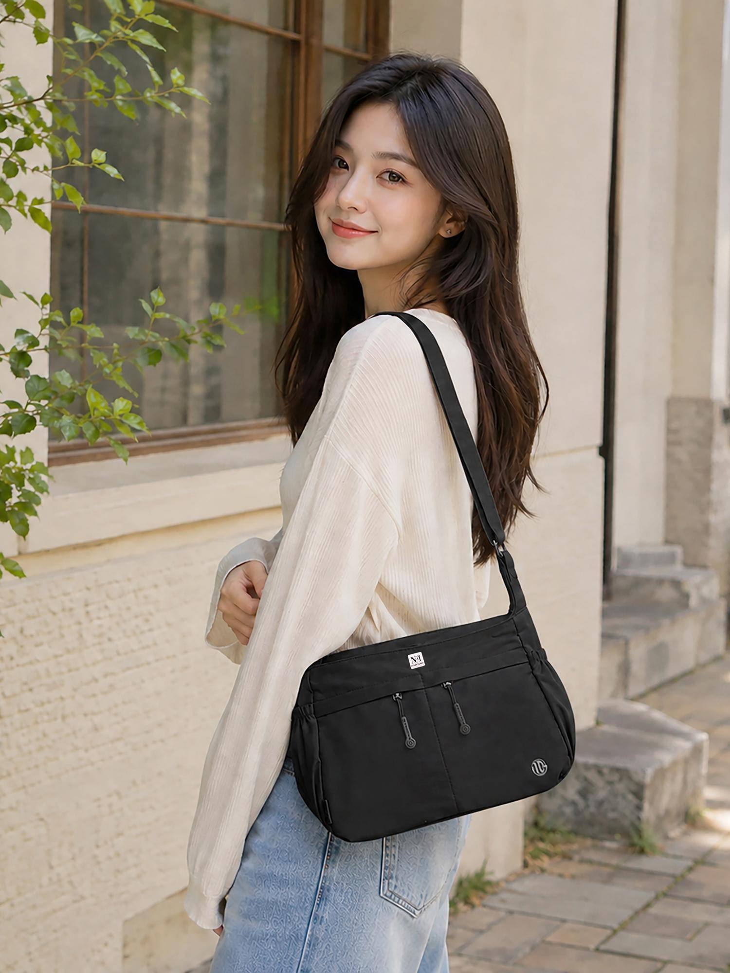 NFI Essentials Multi Pocket Sling Bag for Women Lavender