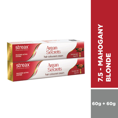 Streax Professional Argan Secret Hair Colourant Cream - Mahogany Blonde   (Pack Of 2): Buy Streax Professional Argan Secret Hair Colourant Cream -  Mahogany Blonde  (Pack Of 2) Online at Best Price in India | Nykaa
