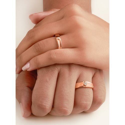 SILBERRY 925 Sterling Silver Rose Gold Young Love Couple Rings