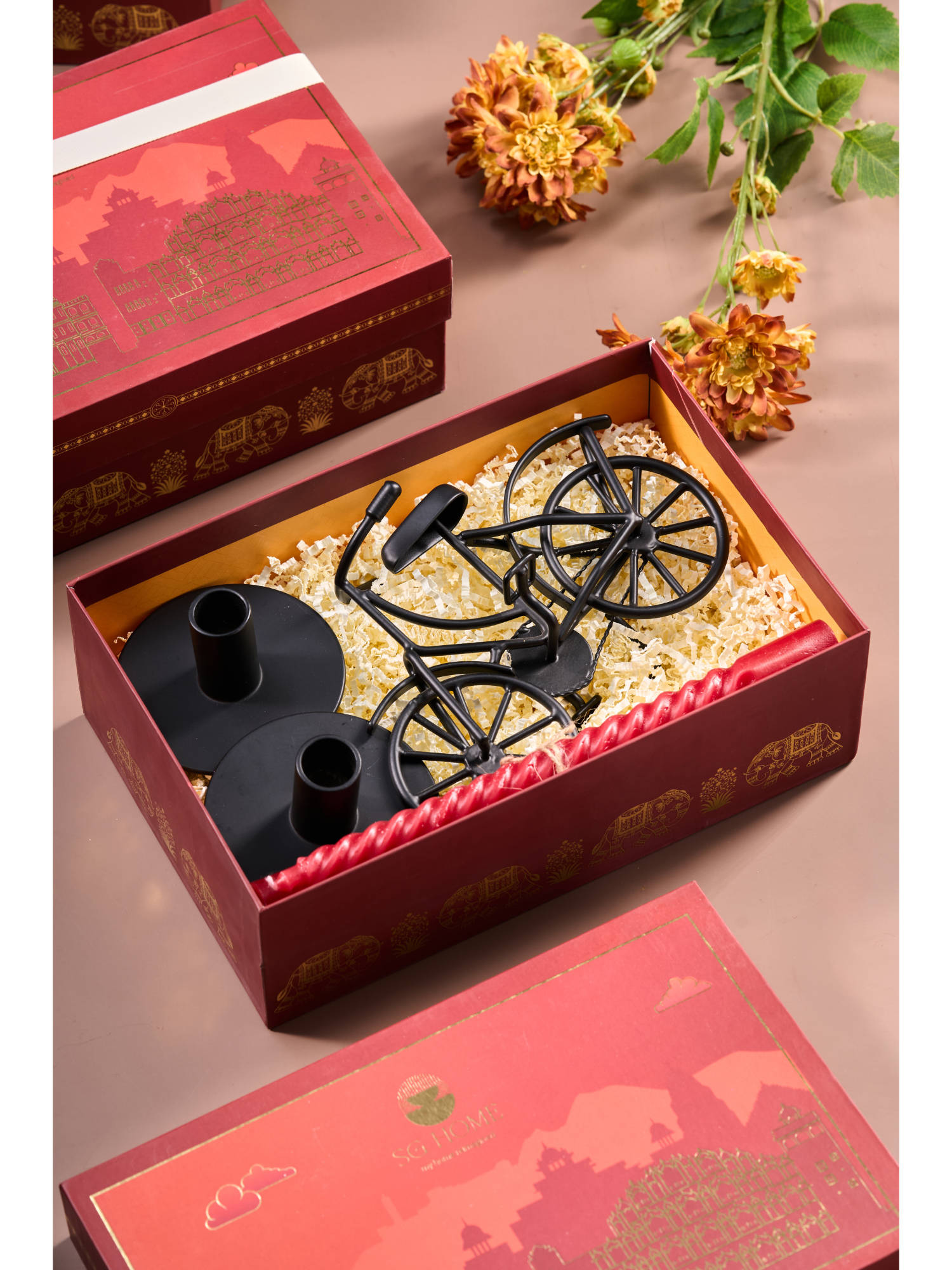 SG Home Black Indi High Ride with Wax Candles Gift Set