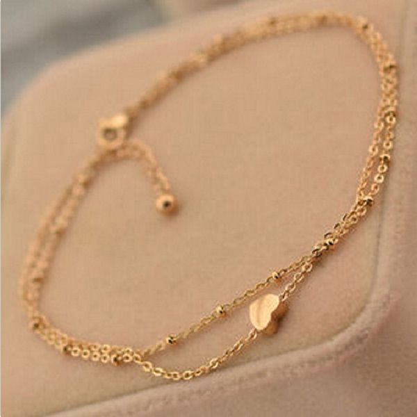 Gold Heart Chain Anklet  Classy Women Collection