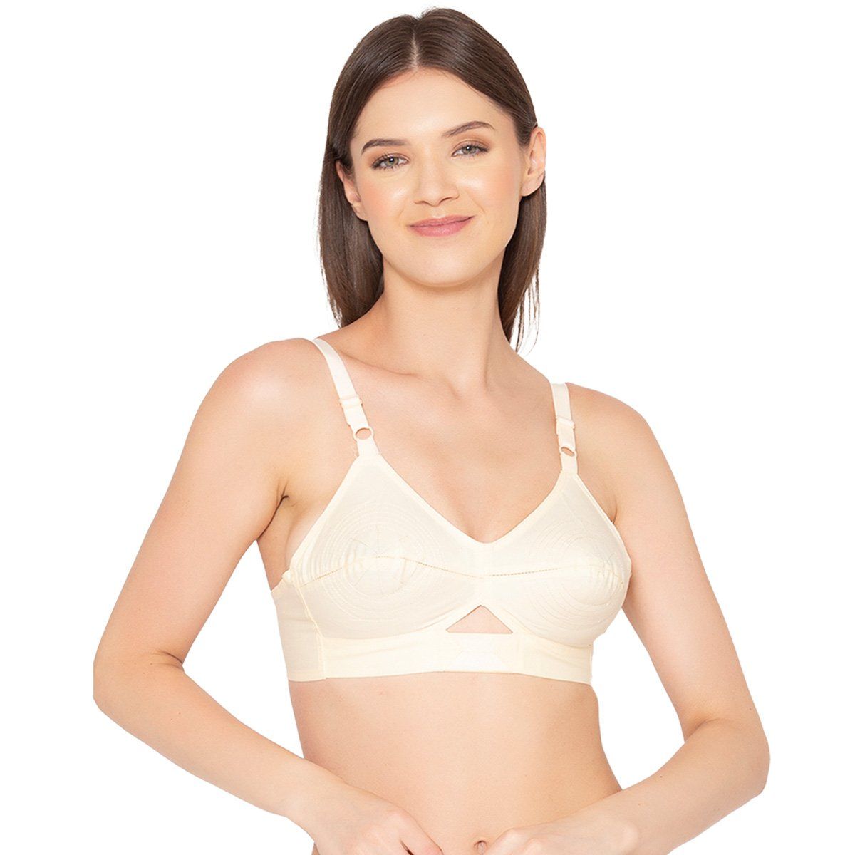 Buy Groversons Paris Beauty Women's Cotton Non-Padded Wireless Super Lift  Full Coverage Bra -Coral (44B) Online