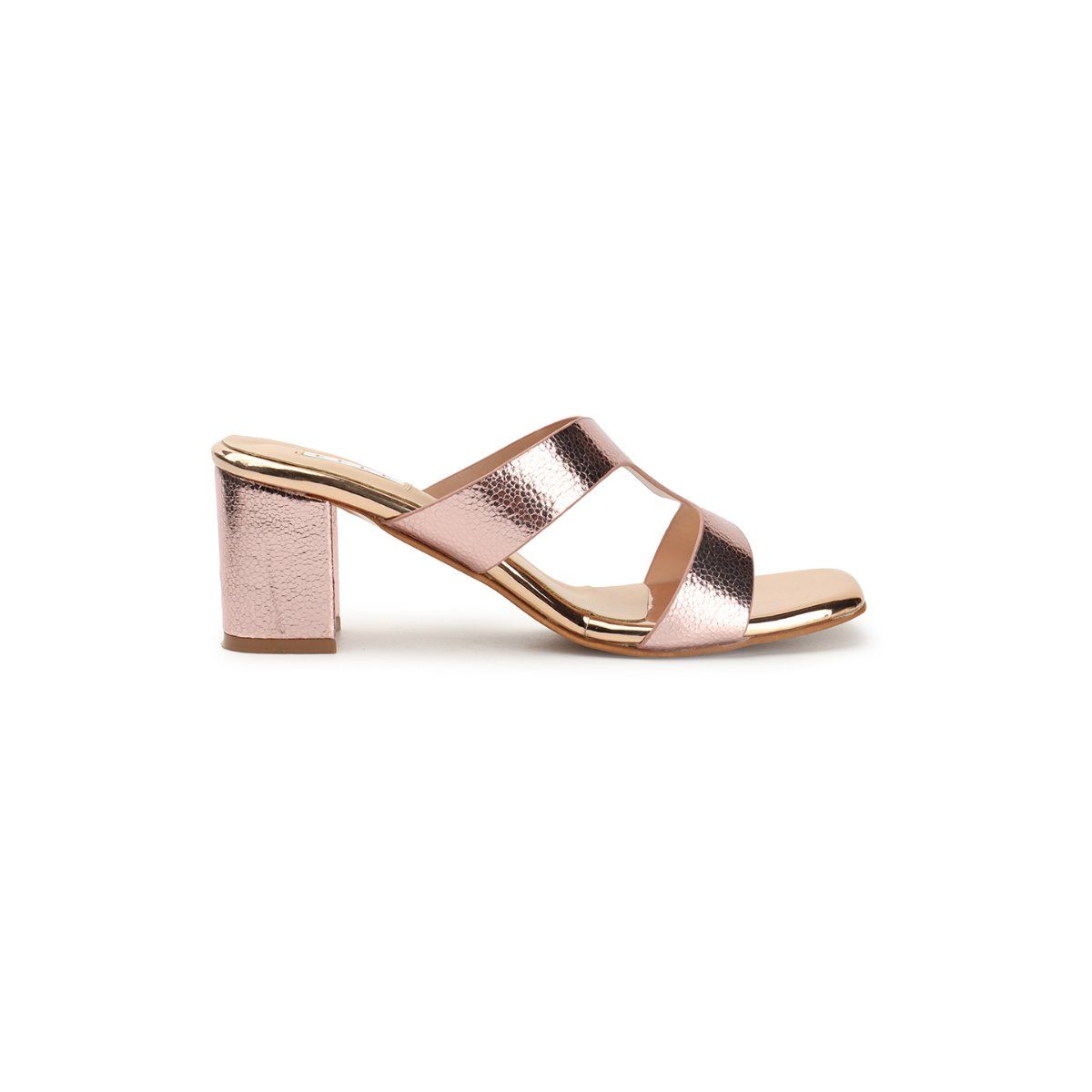Emi Black and Gold Chain Square Toe Heels