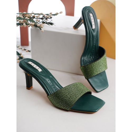 ELLE Olive Square Toe Party Wear Heels (EURO 38)