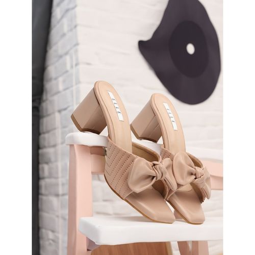 ELLE Peach Square Toe Party Wear Heels (EURO 37)