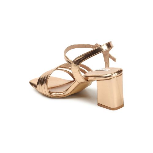 Buy ELLE Rose Gold Square Toe Party Wear Heels Online