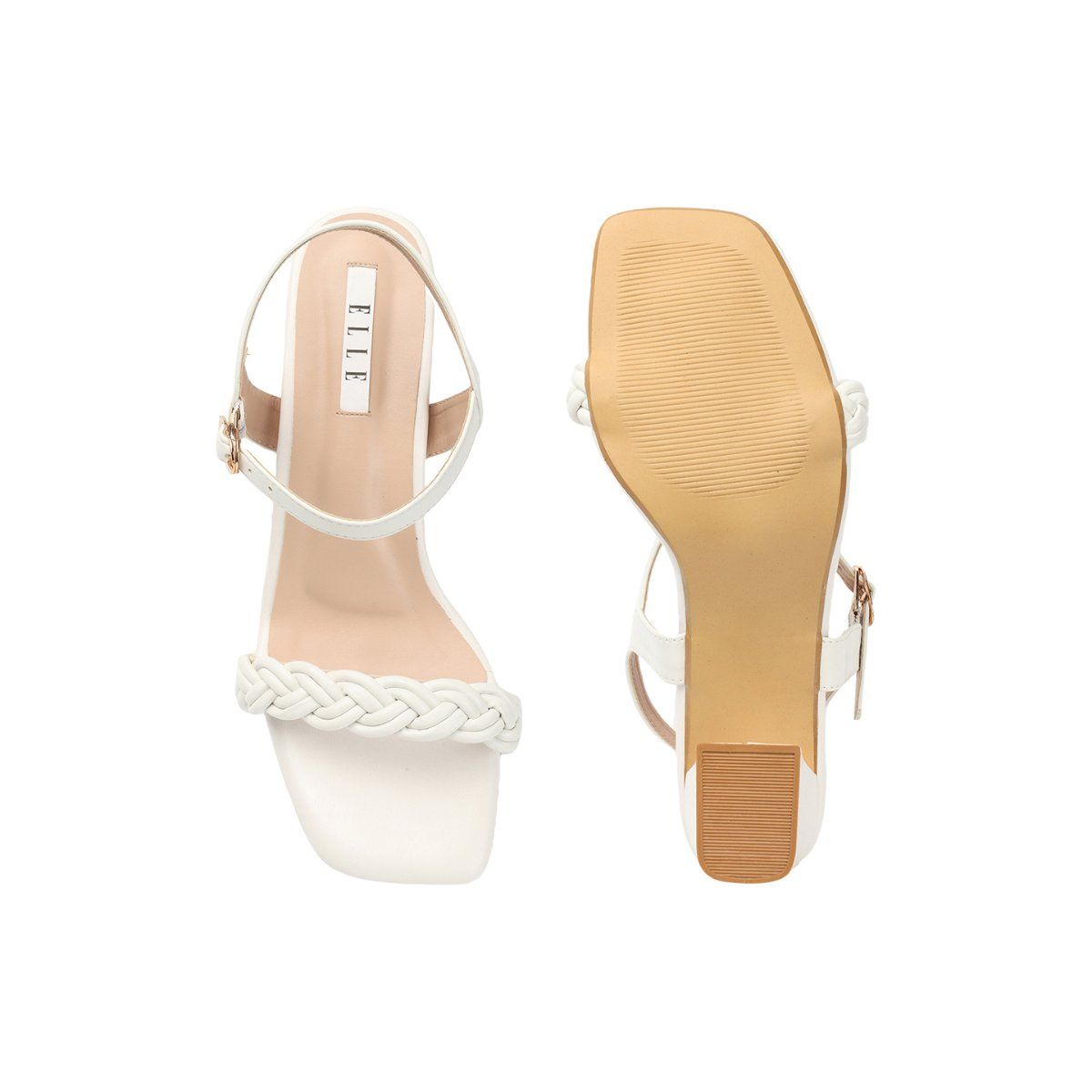Buy ELLE White Square Toe Party Wear Heels Online