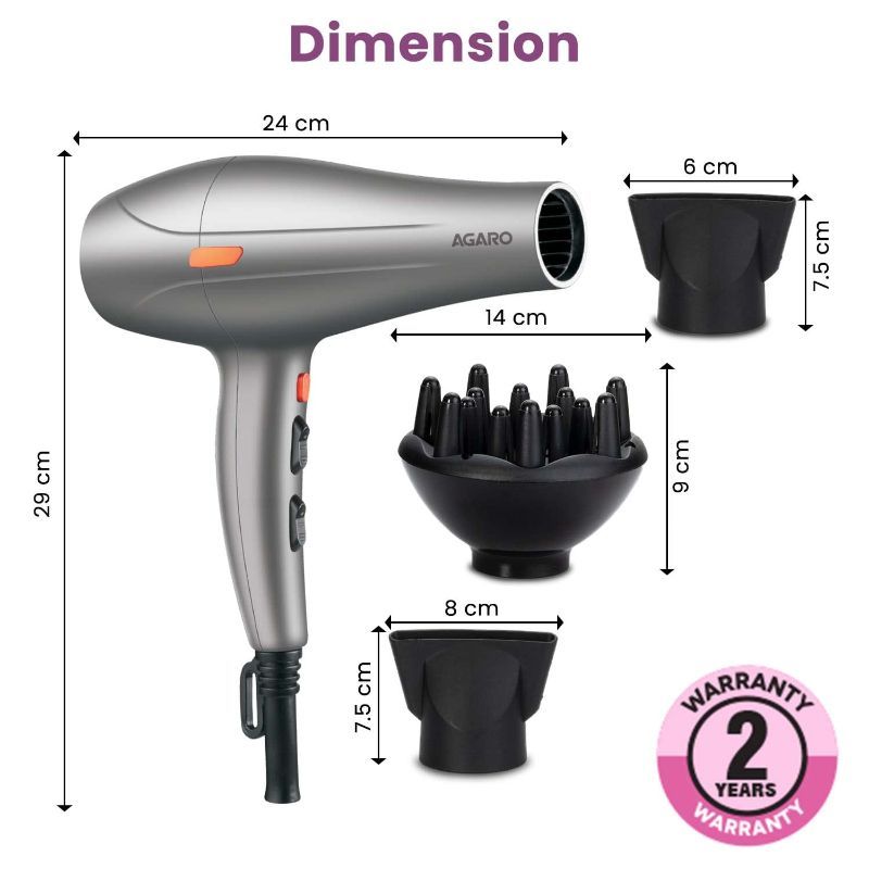 ➤ DT-2416 Hair dryer technical 2000 W, 2 modes, 400-600 degrees., 300-500 l  / min INTERTOOL DT-2416