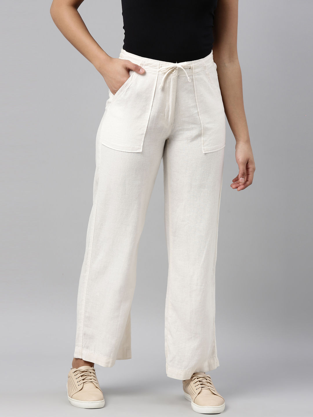 Buy Brown Linen Drawstring Trousers Online  FableStreet