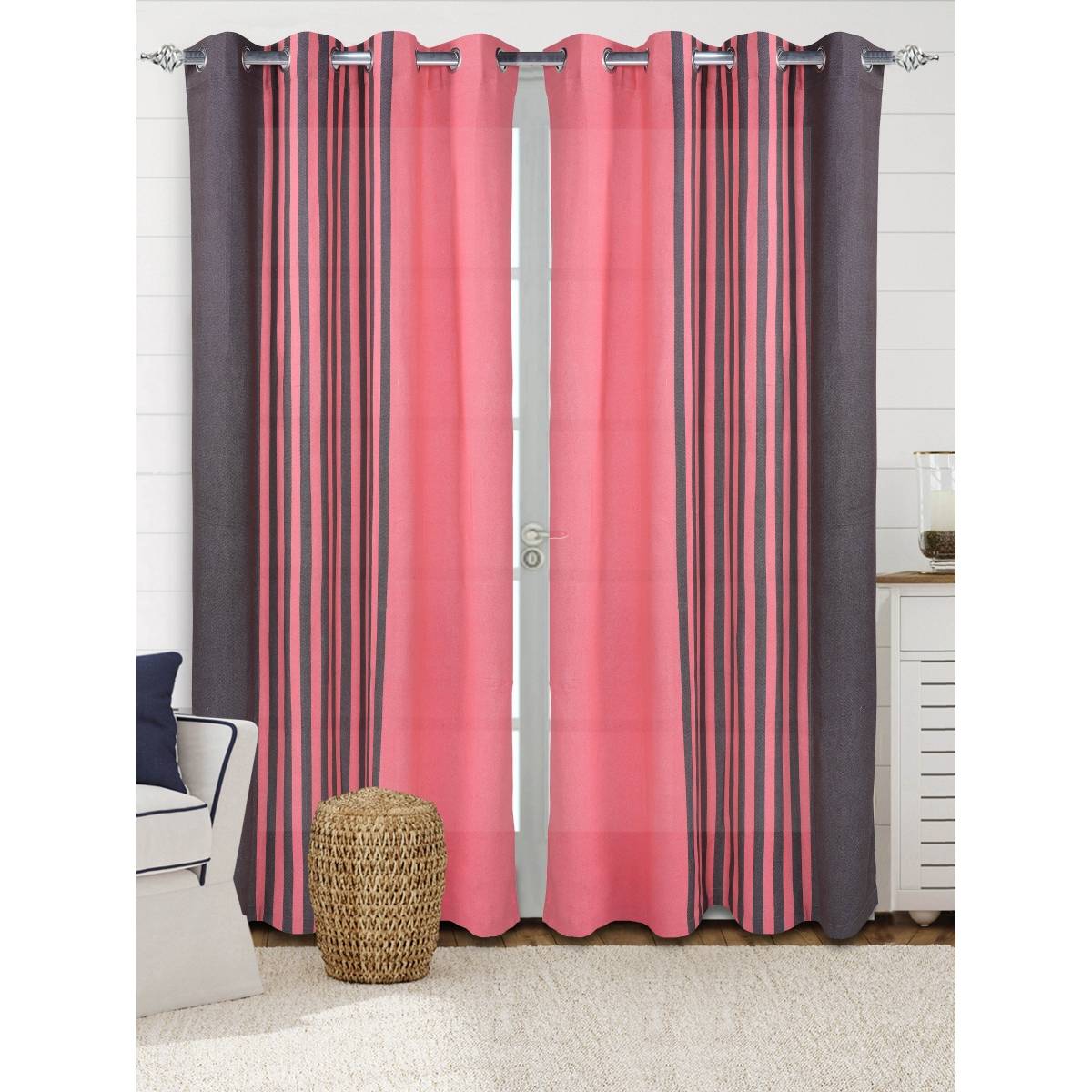Saralhome Balanced Cotton Door Curtain 1pc Brown (4x7 Feet)
