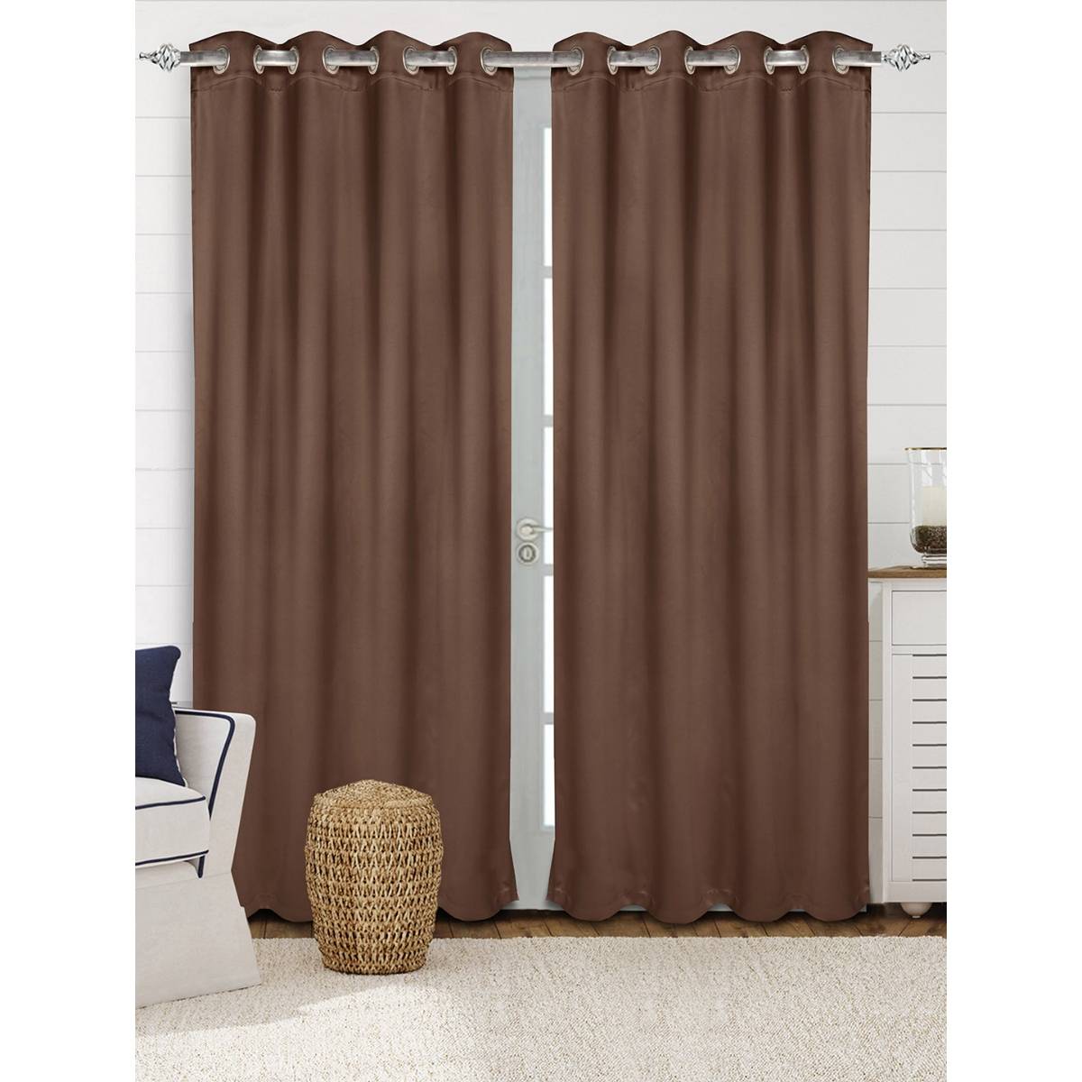 Saralhome Blackout Velvet Door Curtain 1pc Brown (4x7 Feet)