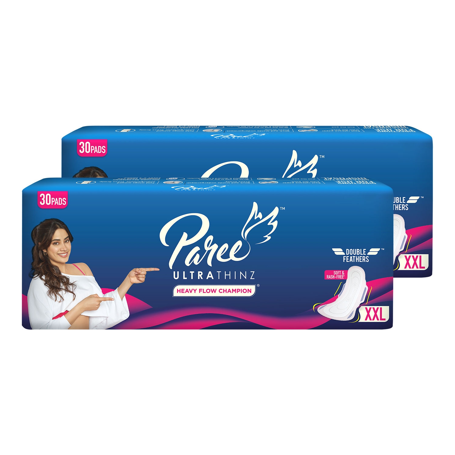 Paree Ultra Thinz 30 XXL Soft Feel Sanitary Pads with Frangrance (Tri-Fold) (Combo of 2)