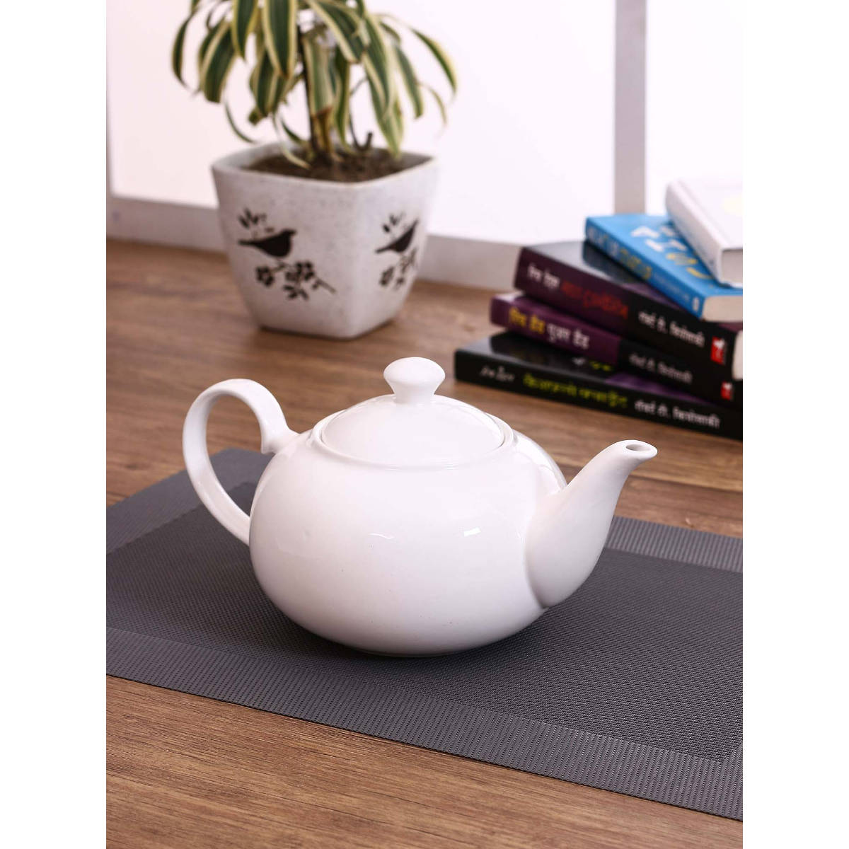 CLAY CRAFT Fine Ceramic White Tea Kettle for Serving Purpose