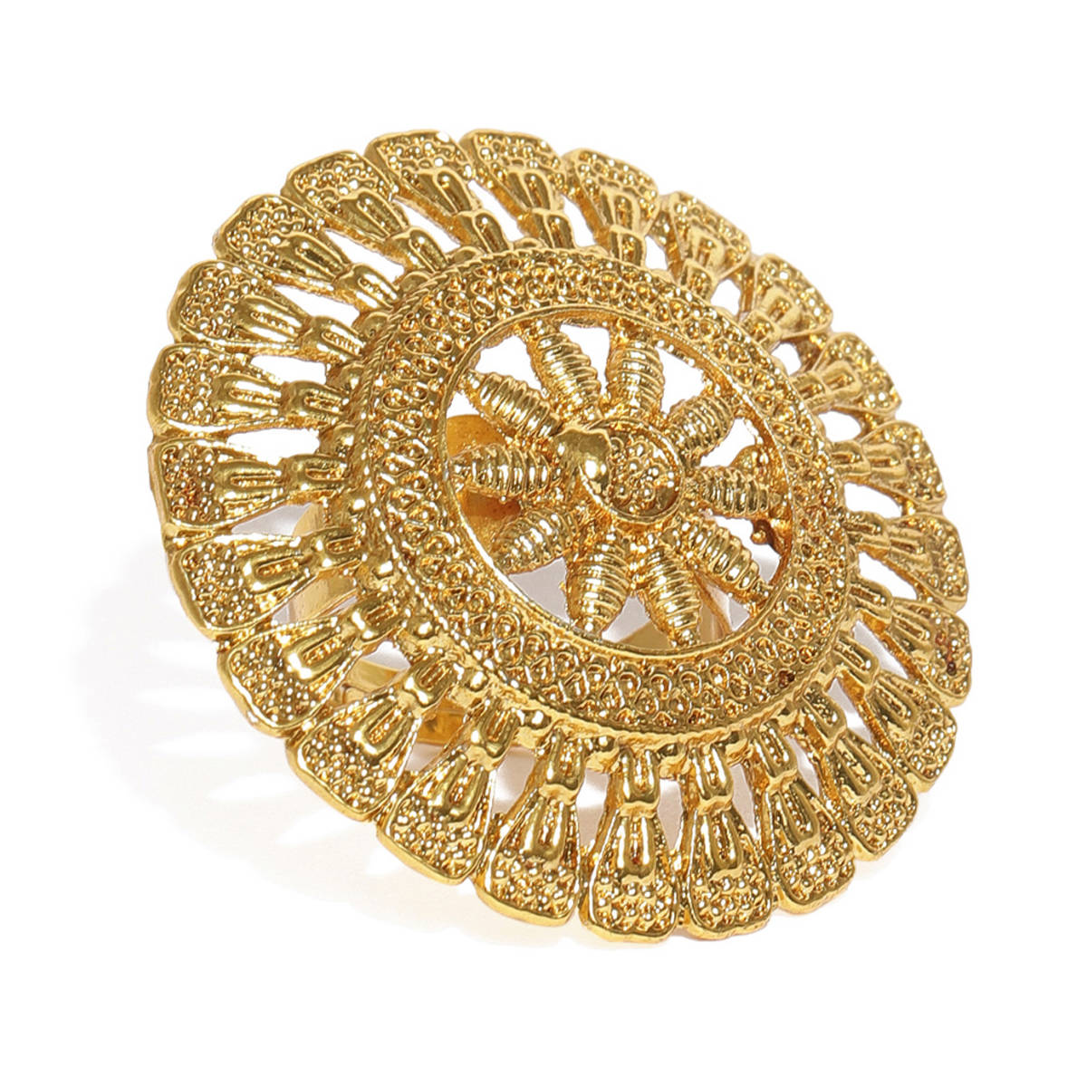 Zaveri Pearls Splendid Gold Look Finely Detailed Finger Ring - ZPFK9376