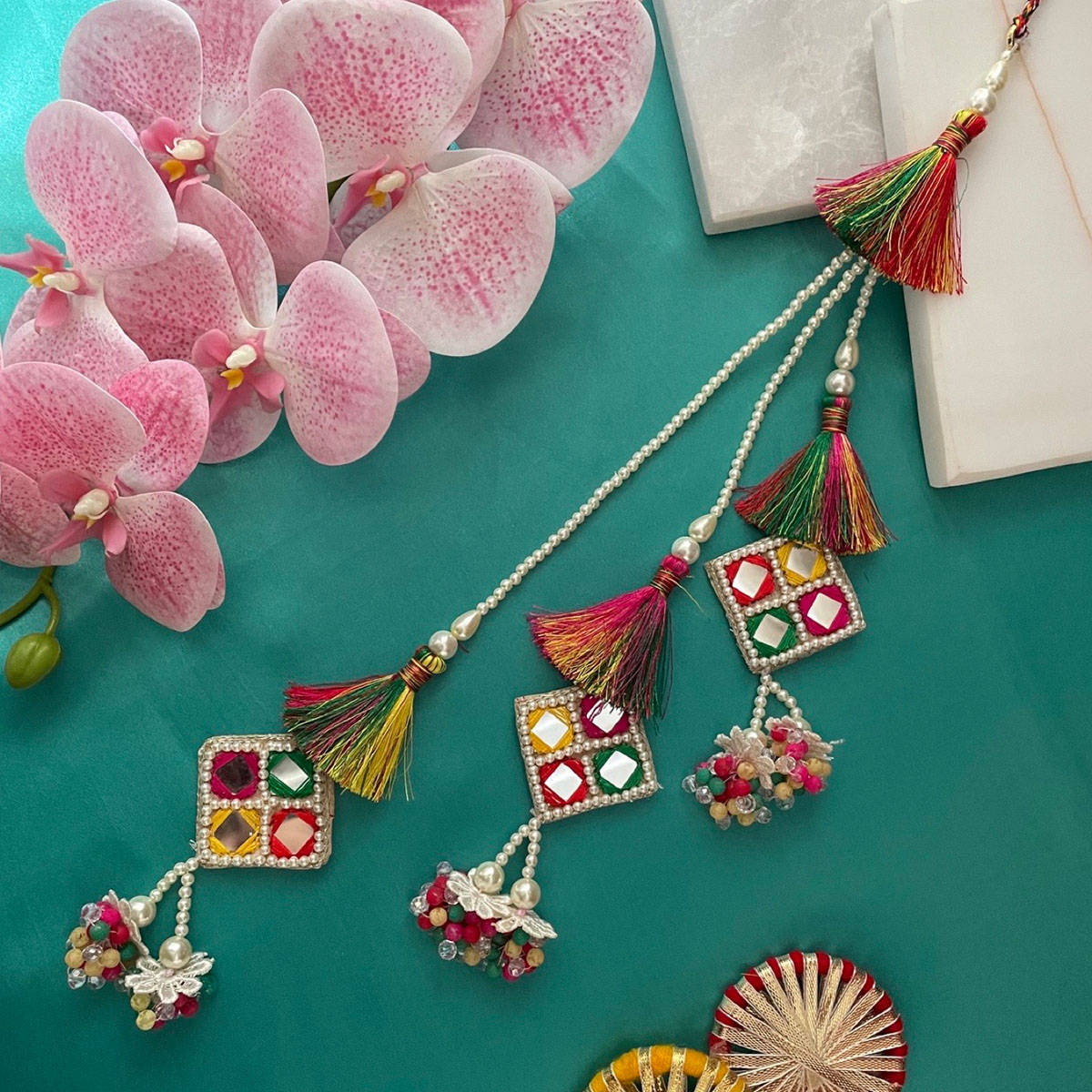 Digital Dress Room Women Metal Thread Multi-Color Lumba Rakhi