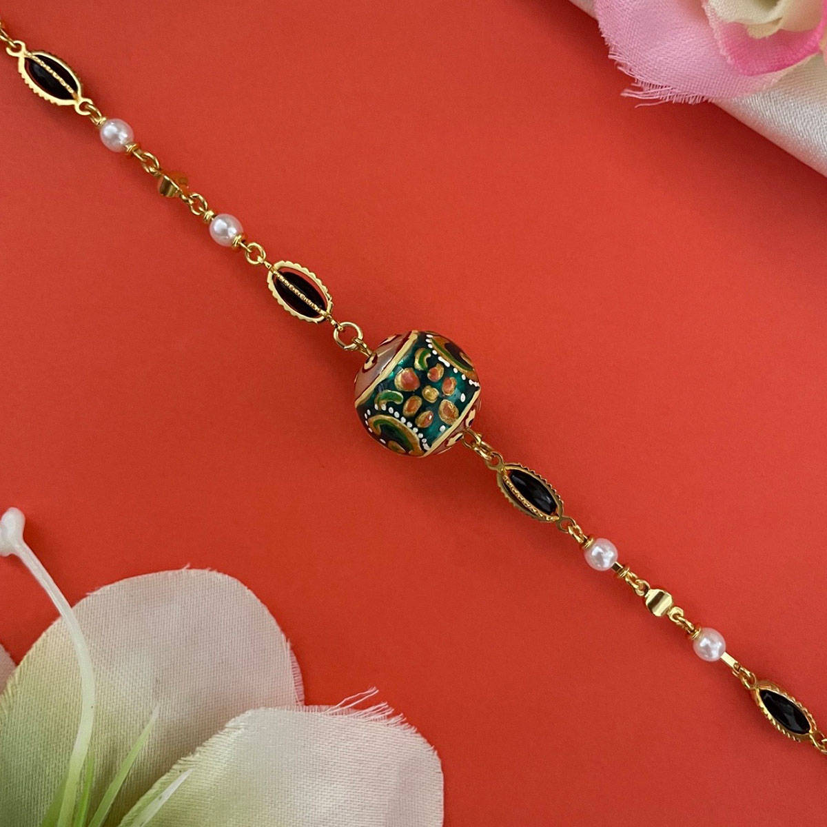 Digital Dress Room Women Brass Green Bracelet Rakhi