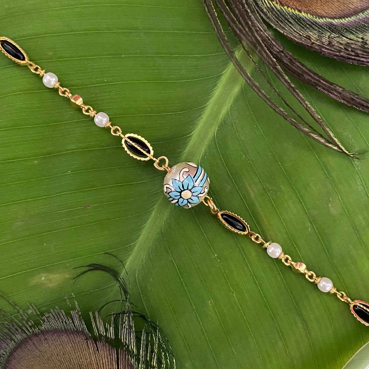 Digital Dress Room Women Brass Blue Bracelet Rakhi