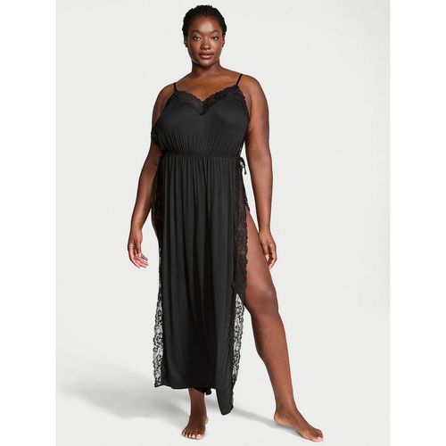 Maxi Slip Dress Black Satin Dress With Lace Trim Buy Victoria's