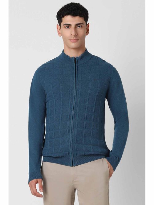Van Heusen Men Blue High Neck Sweater