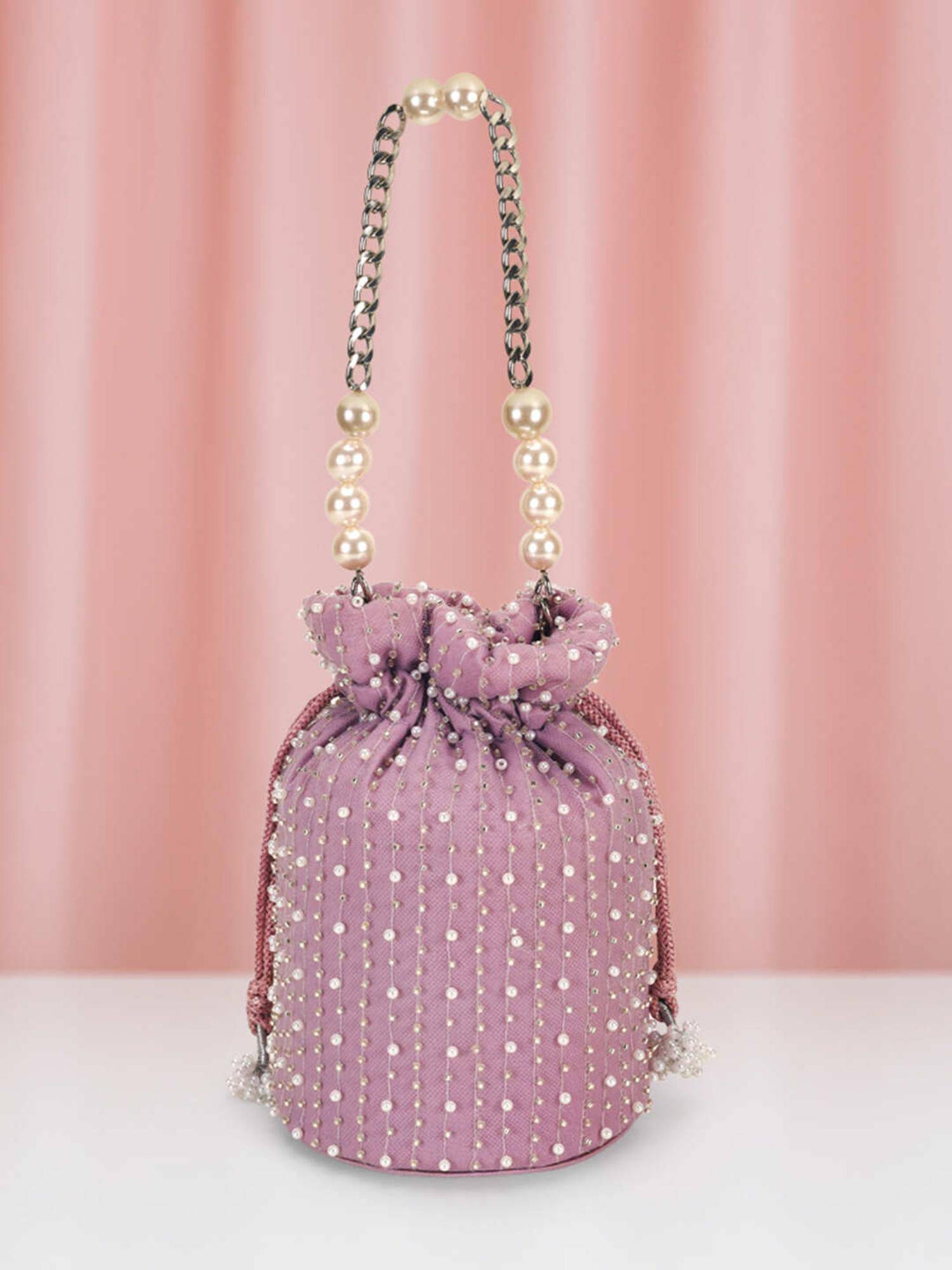 Mochi Women Lavender Embellished Potli Bag