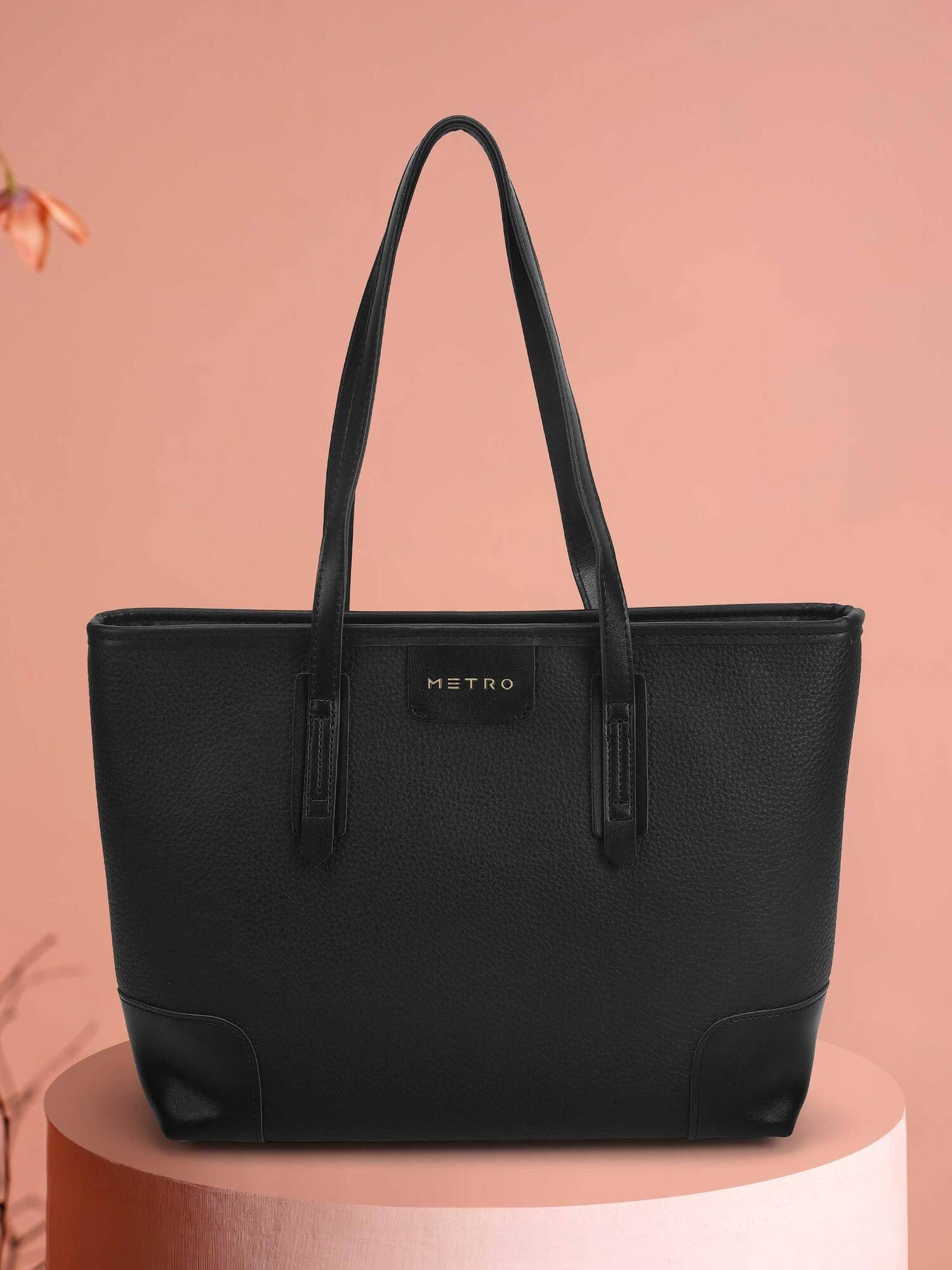 Metro Women Black Tote Bag