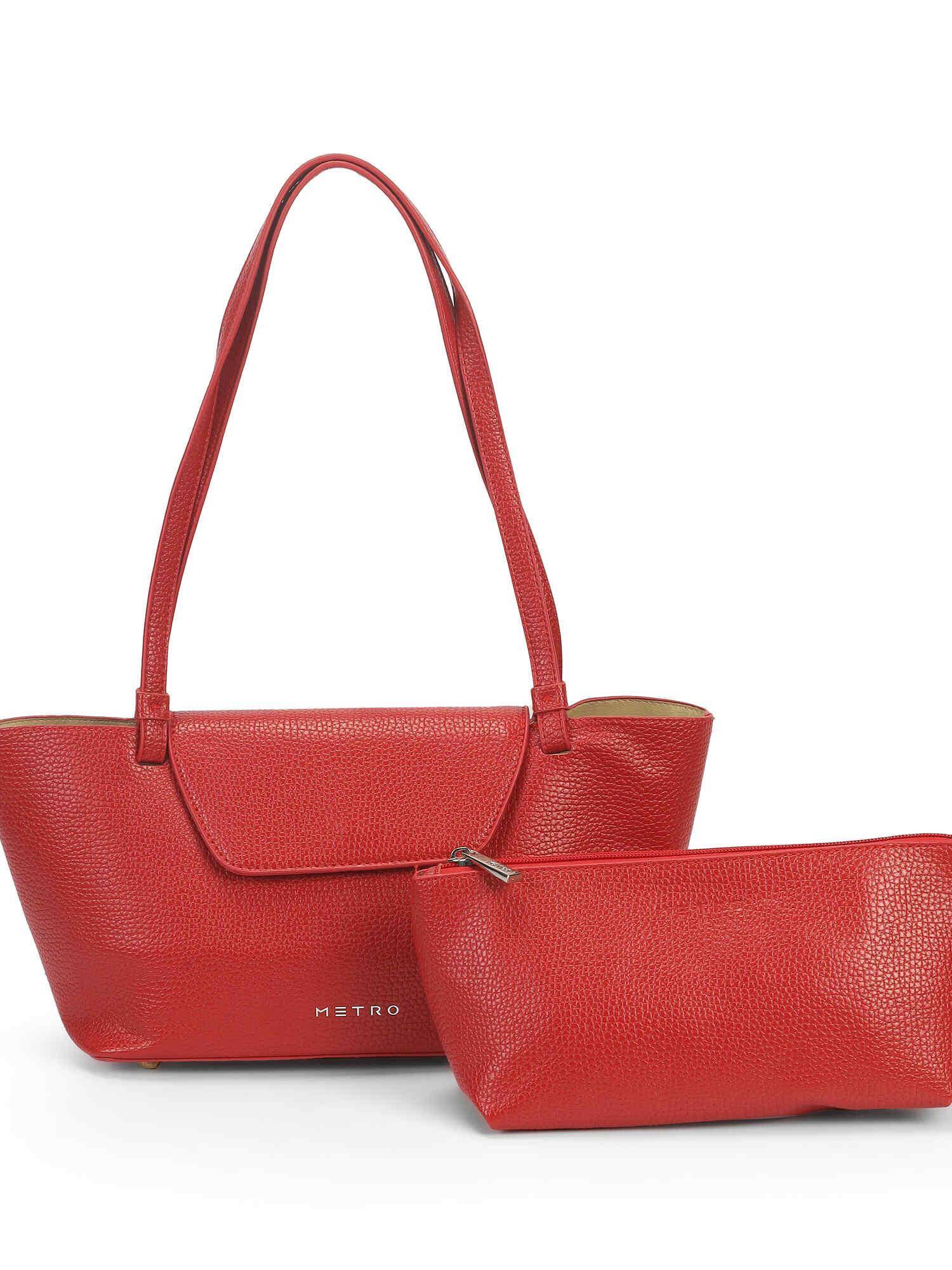 Metro Women Red Shoulder Bag with Pouch