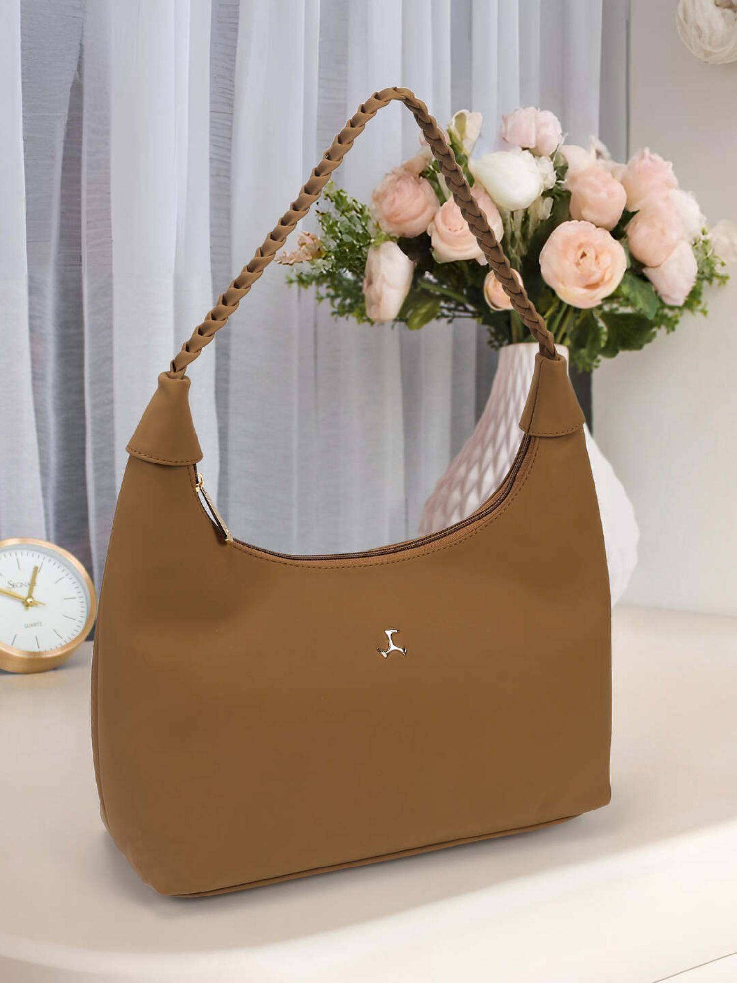 Mochi Women Tan Solid Shoulder Bag