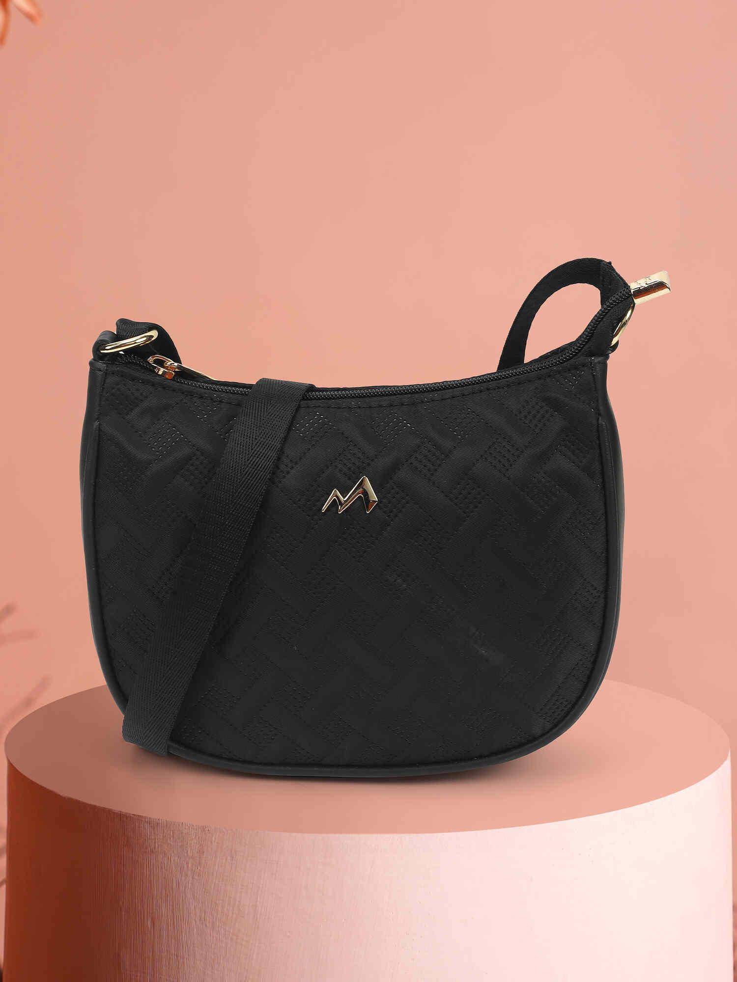 Metro Women Black Soft Body Zipper Sling Bag