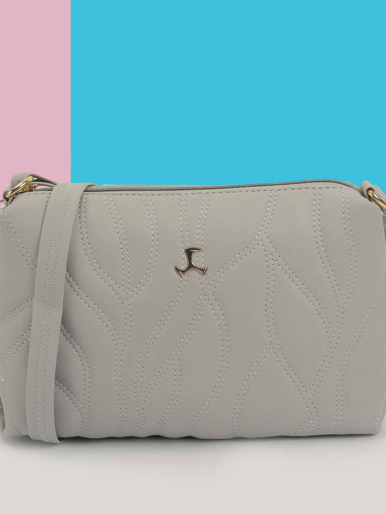 Mochi Women Grey Quilted Sling Bag