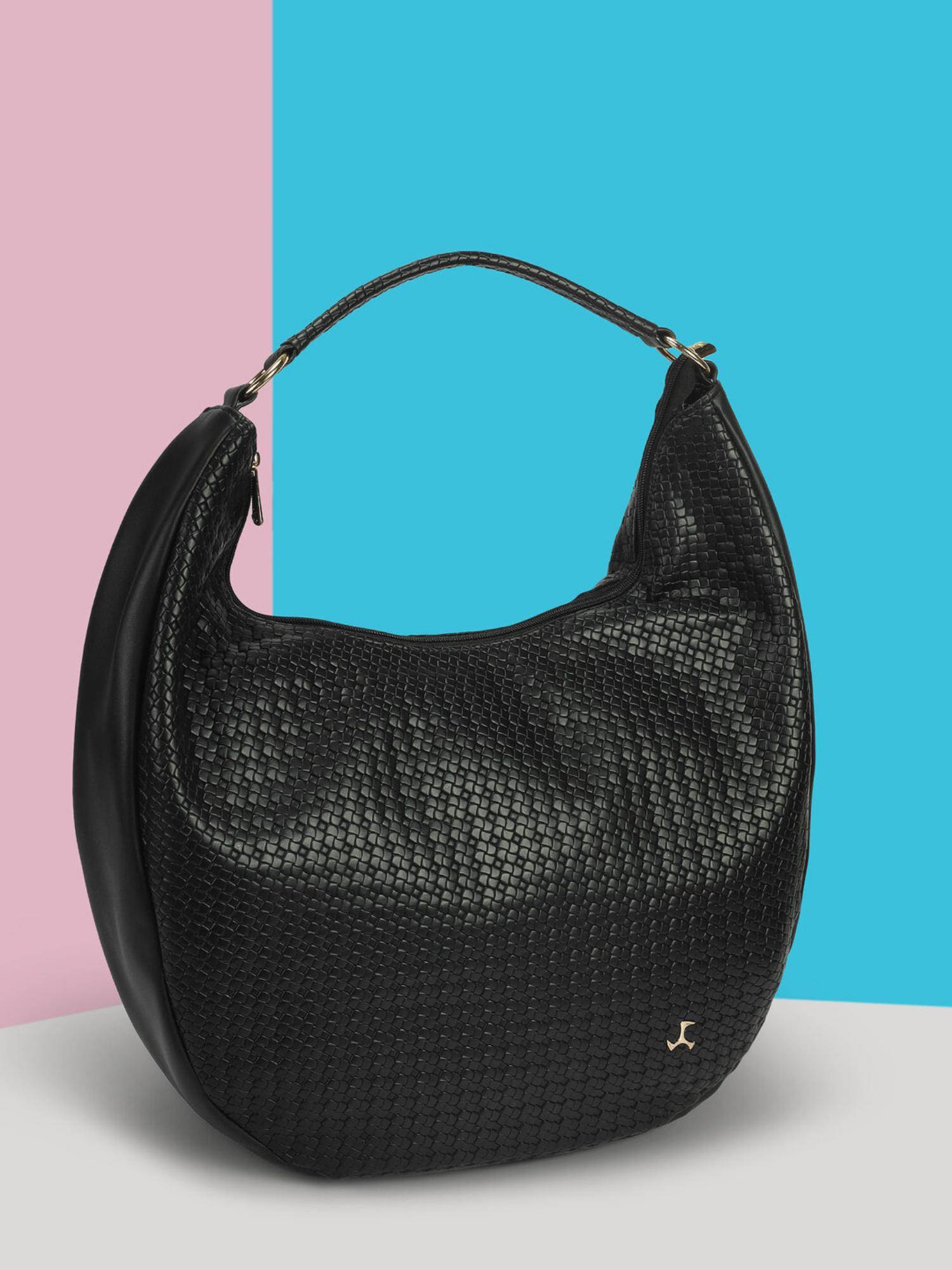Mochi Women Black Textured Shoulder Bag
