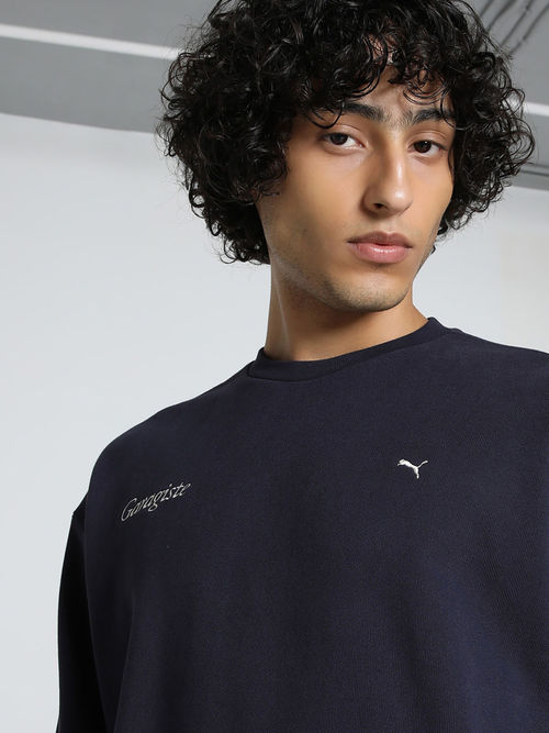 Buy Puma MMQ Graphic Men Navy Blue Crew-Neck Boxy Fit Sweatshirt