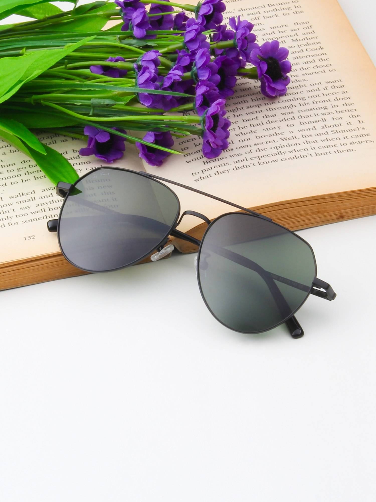 TED SMITH Unisex Aviator Metal Black-Green Sunglasses With Polarized Lenses-ARLO_C5