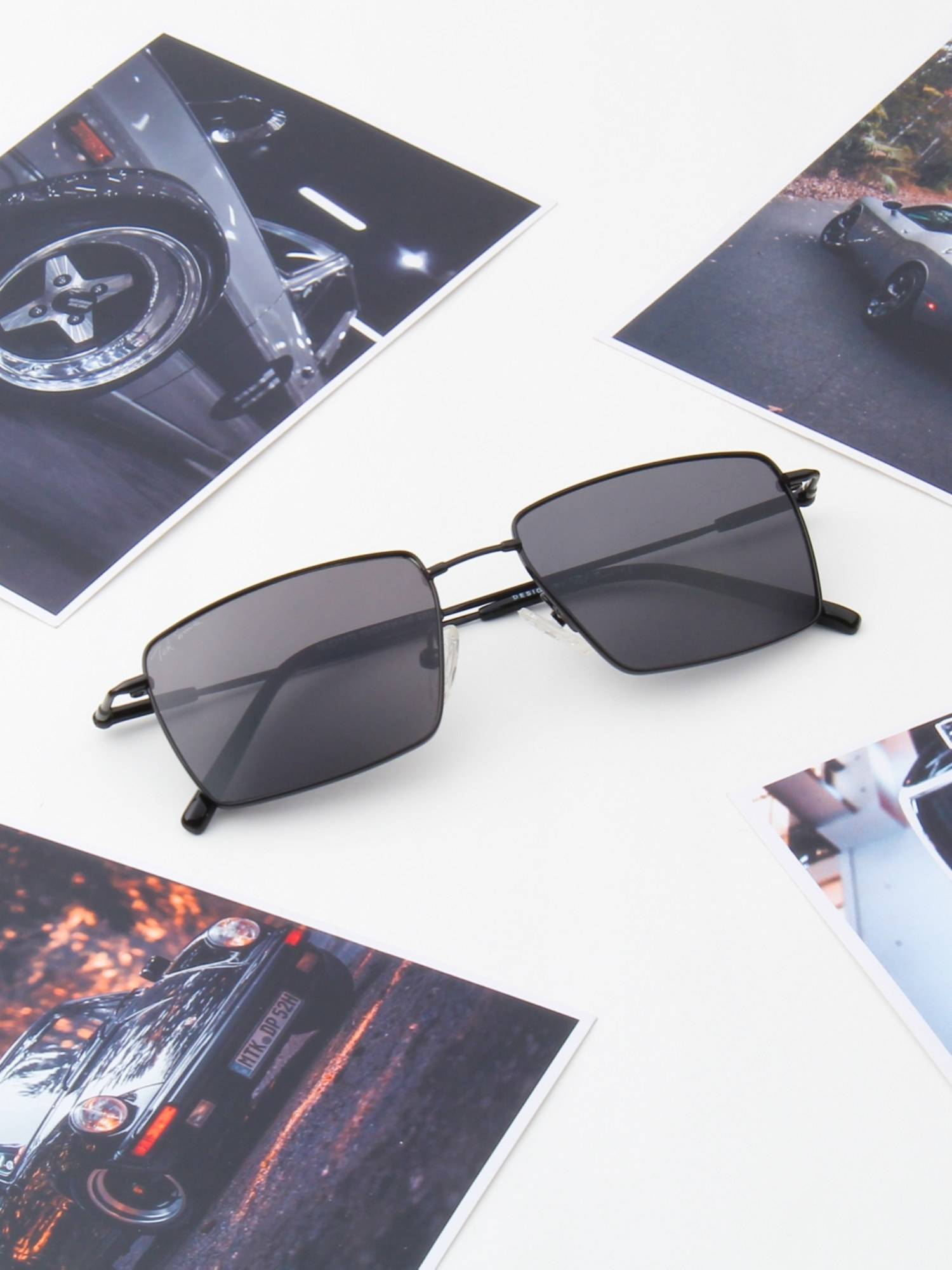 TED SMITH Unisex Rectangle Metal Black Sunglasses With Polarized Lenses-PARKER 3.0_C1