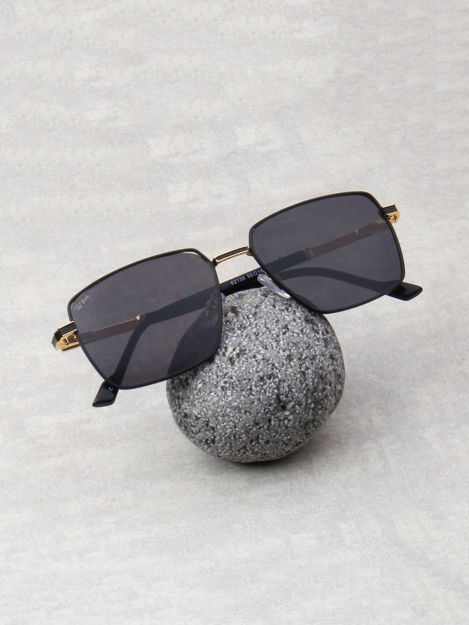 TED SMITH Unisex Square Metal Black Sunglasses With Polarized Lenses-SUN-DOMINIC 2.0_C4