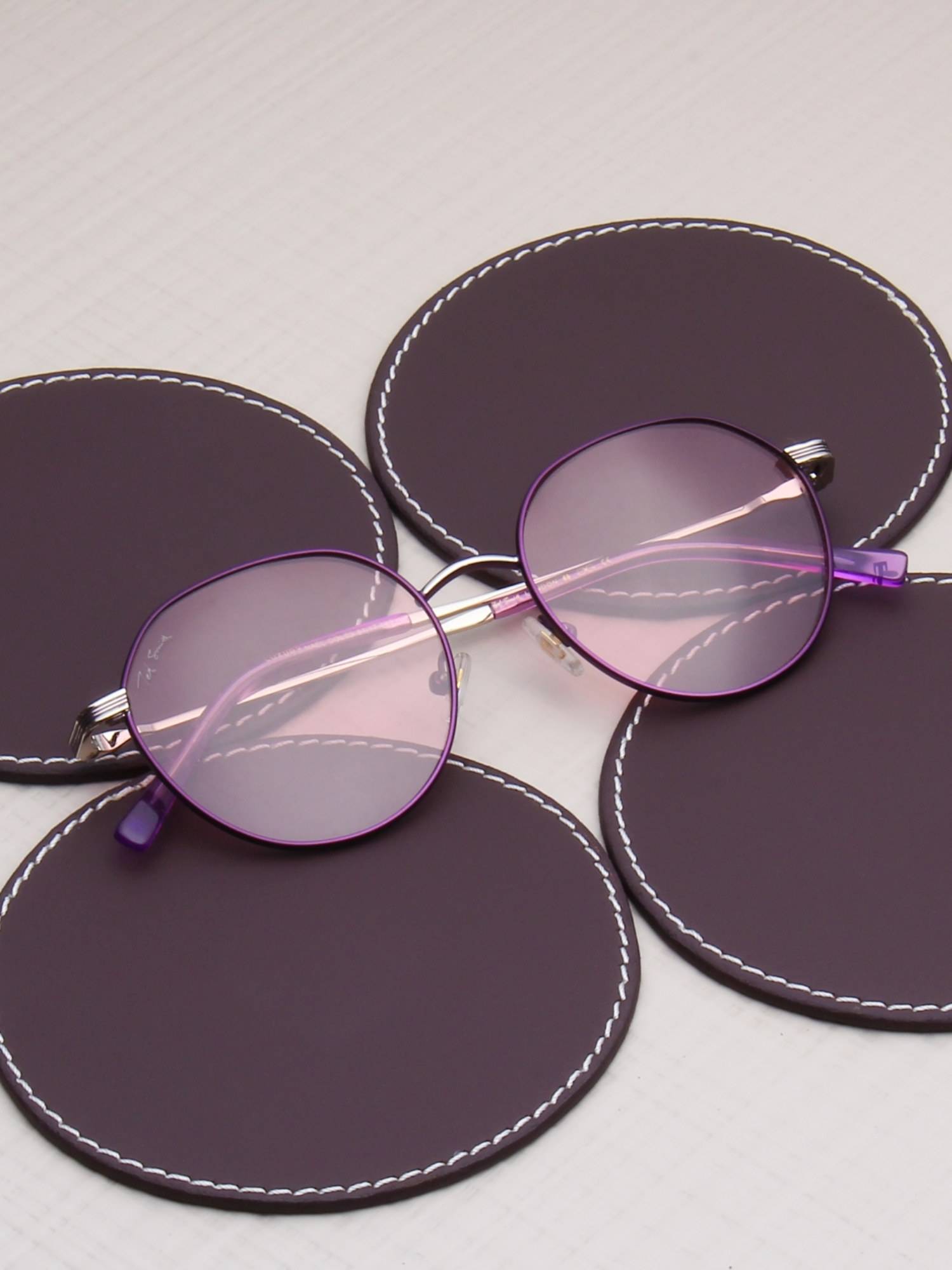 TED SMITH Unisex Pink Lens & Purple Round Sunglasses-SUN-NAEL_C3