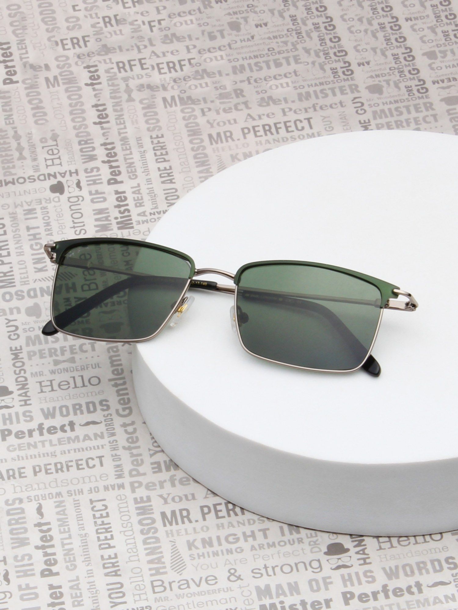 Buy TED SMITH Unisex Green Lens & Black Rectangle Sunglasses-SUN