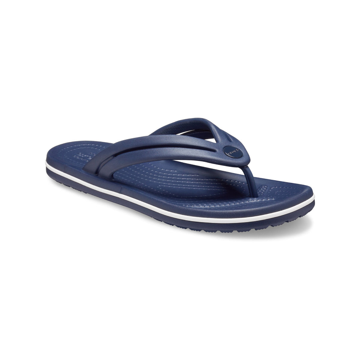 navy blue croc flip flops