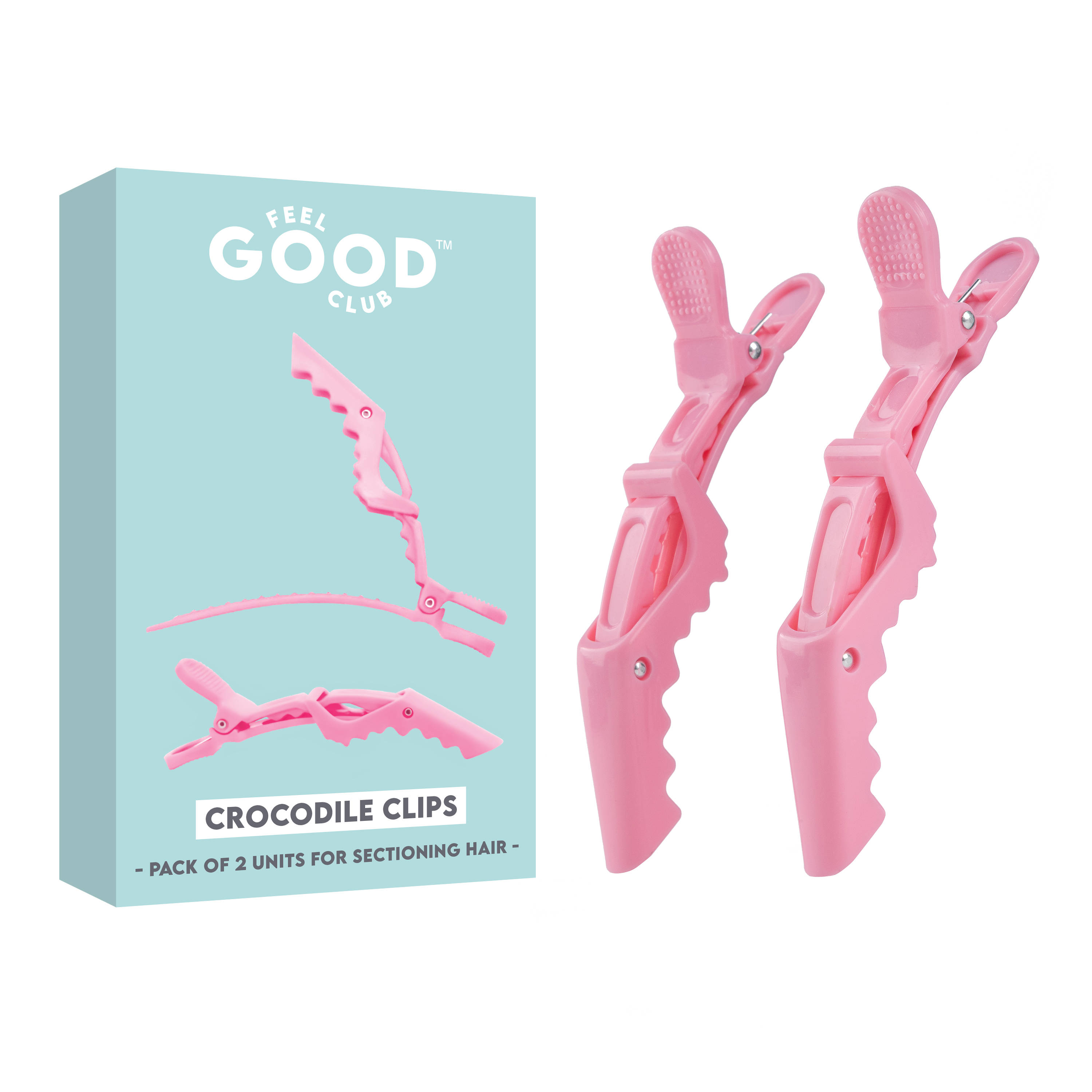 Feel Good Club Crocodile Hair Section Clips - Set Of 2 For Use During Hair Styling Skincare & Makeup