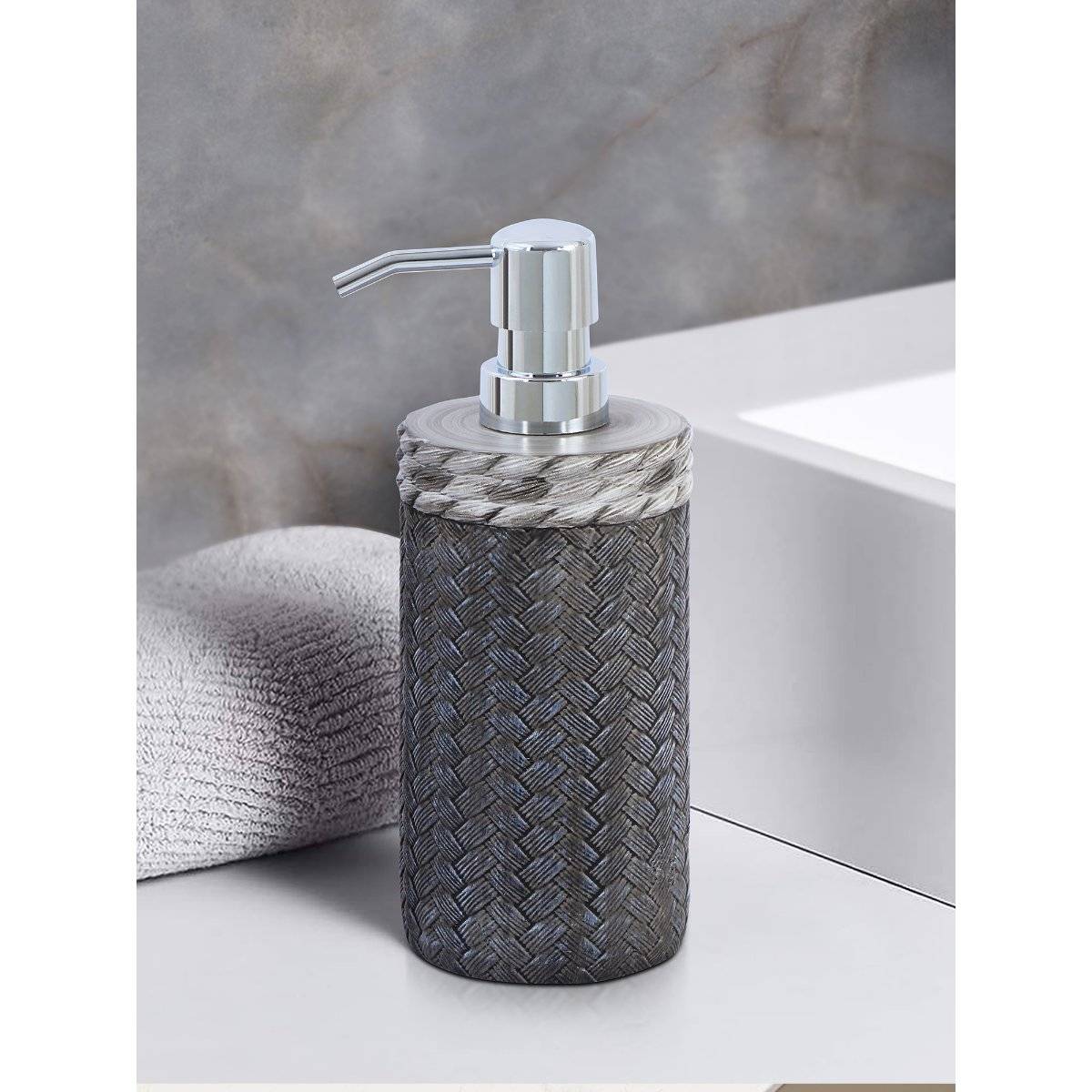 OBSESSIONS Polyresin Soap and Lotion Dispenser, Ideal for Bathroom, 320ml, Charcoal
