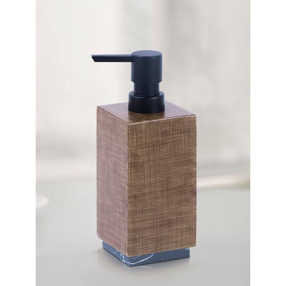 OBSESSIONS Polyresin Soap and Lotion Dispenser, Ideal for Bathroom, 320ml, Wood