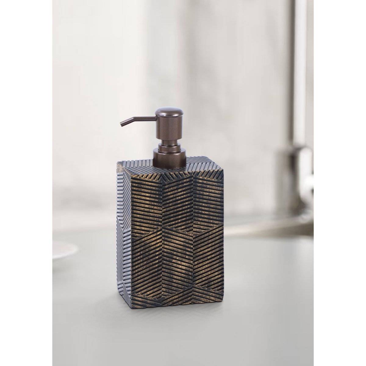 OBSESSIONS Polyresin Soap and Lotion Dispenser, Ideal for Bathroom, 320ml, Brown