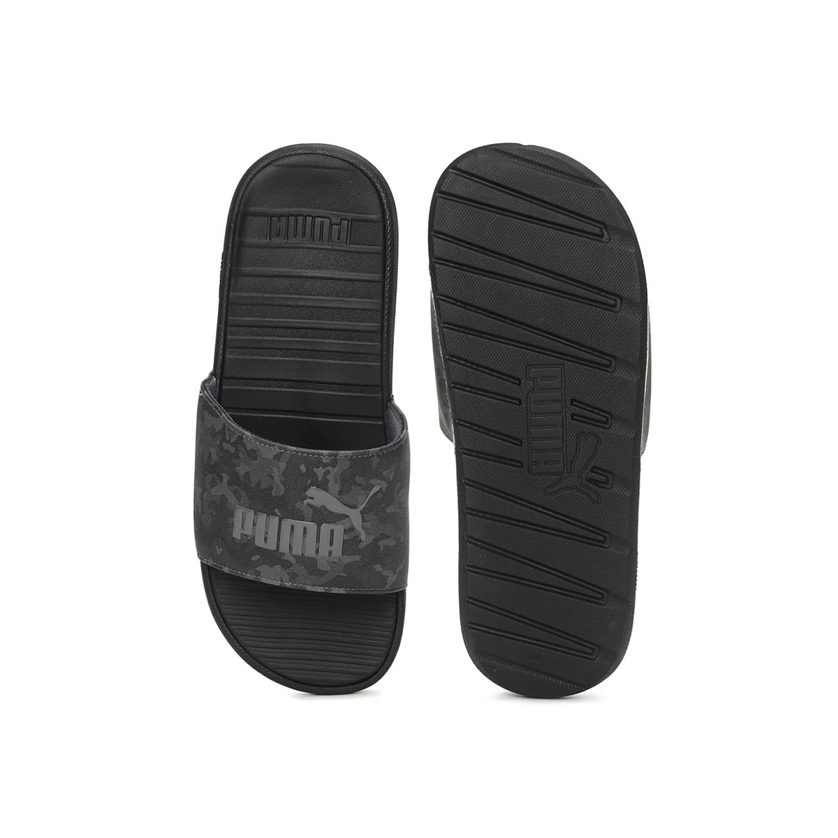 Grey puma slides hot sale