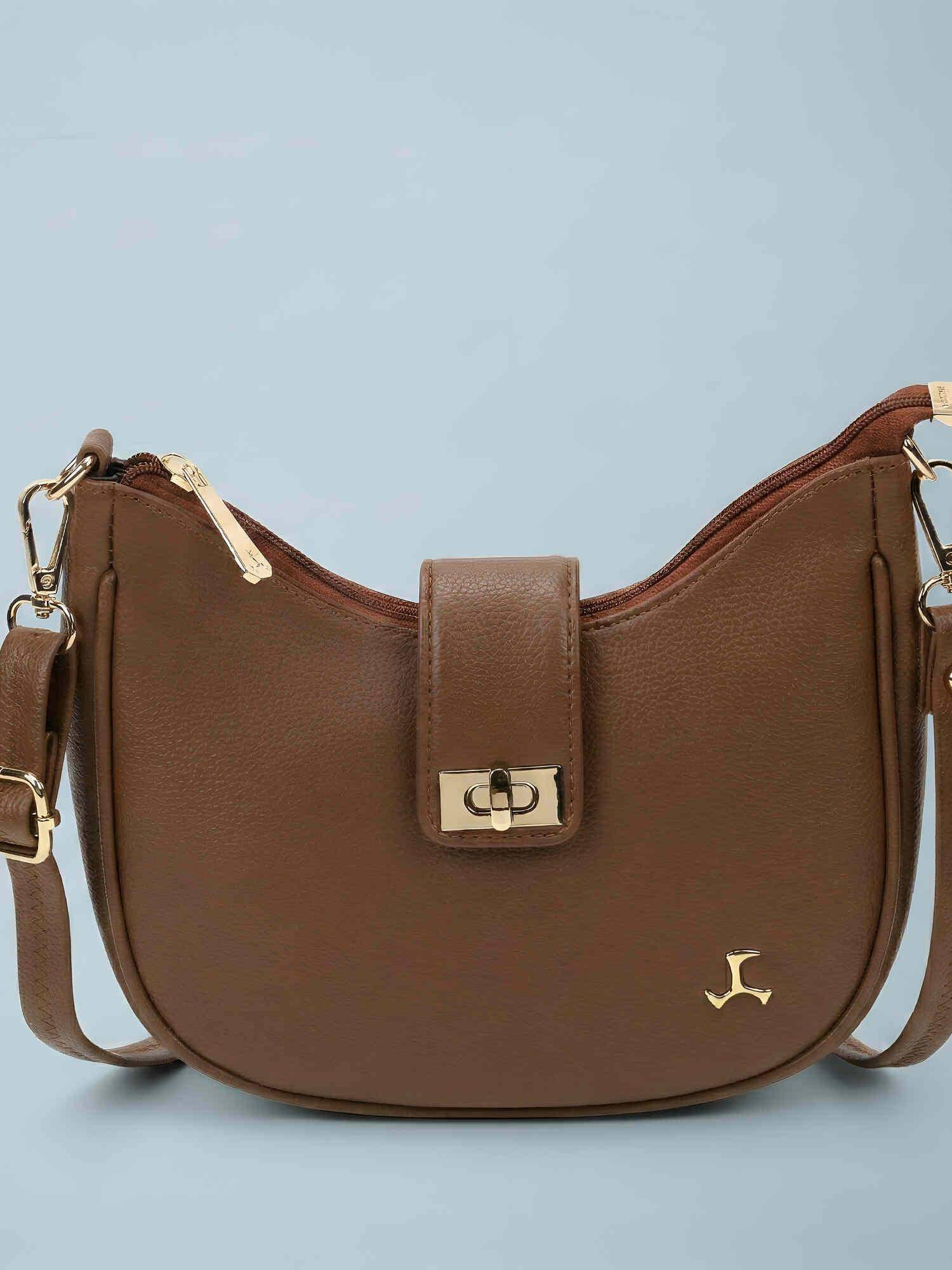 Mochi Women Brown Casual Handbag with Detachable Strap