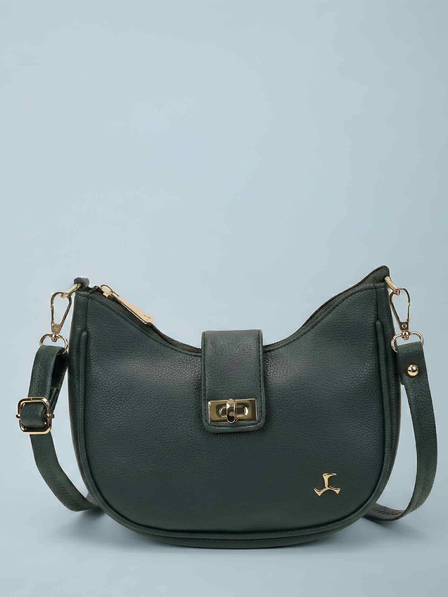 Mochi Women Green Casual Handbag with Detachable Strap