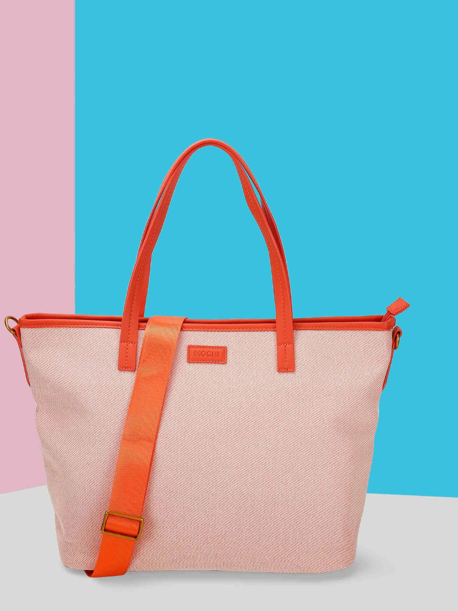 Mochi Women Orange Casual Handbag with Detachable Strap